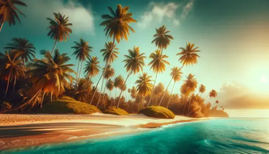 Picture of island coast with palms